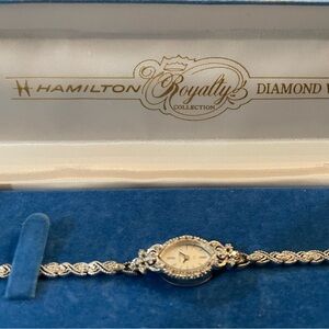 Original Hamilton,Ladies 14k gold and diamond watch, with box and papers, RARE